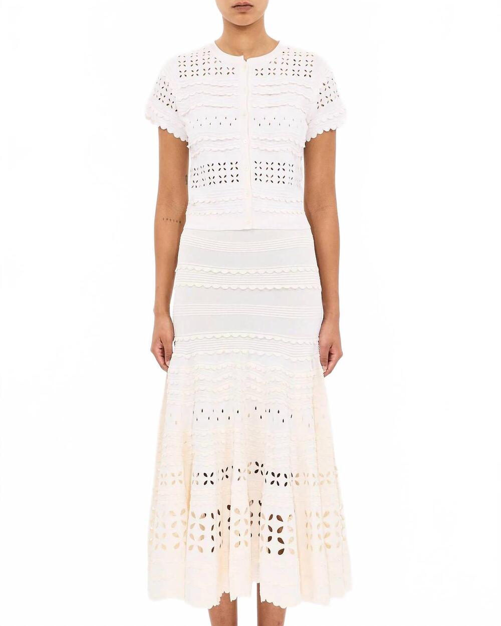 NEW ULLA JOHNSON abriana eyelet knit cardigan in white